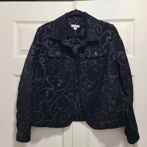 Croft & Barrow black velvet embossed Women's Jacket M